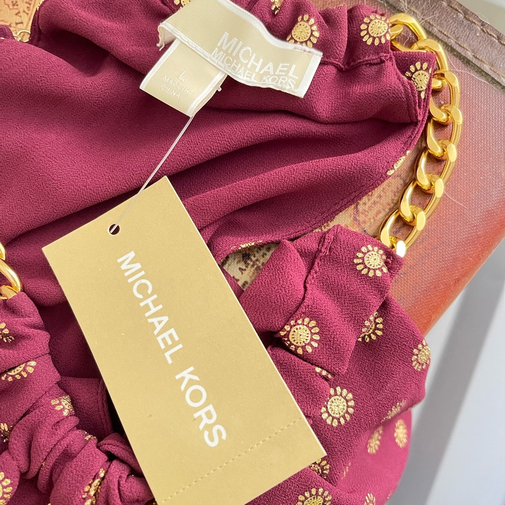 Michael Kors women Halter top size L, NEW Color Burgundy - Picture 9 of 11